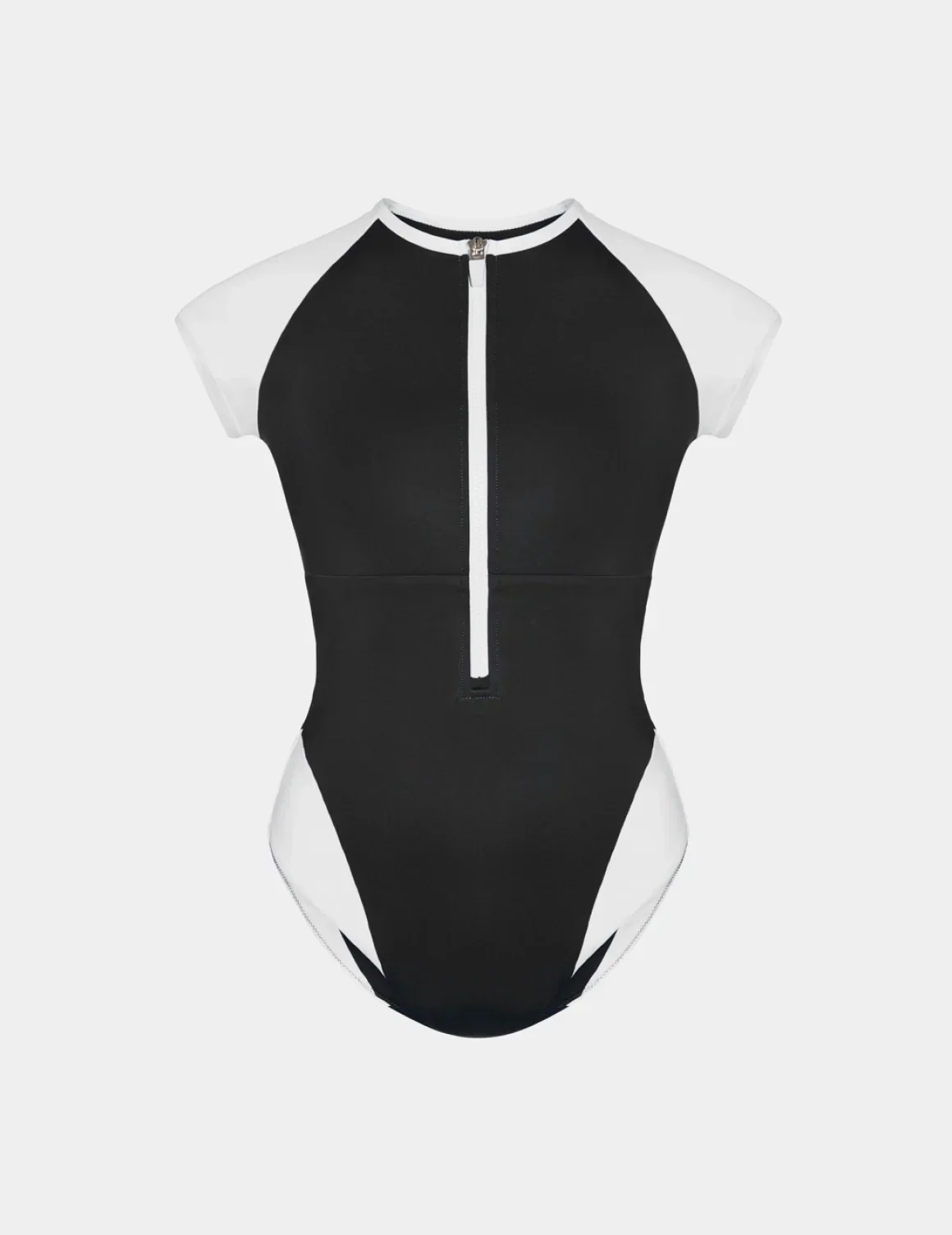 Cap-Sleeve One Piece Swimsuit - Color Block - Image 3