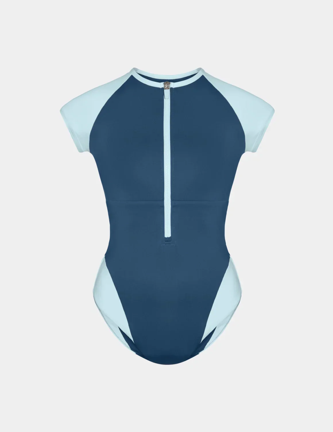 Cap-Sleeve One Piece Swimsuit - Color Block - Image 4