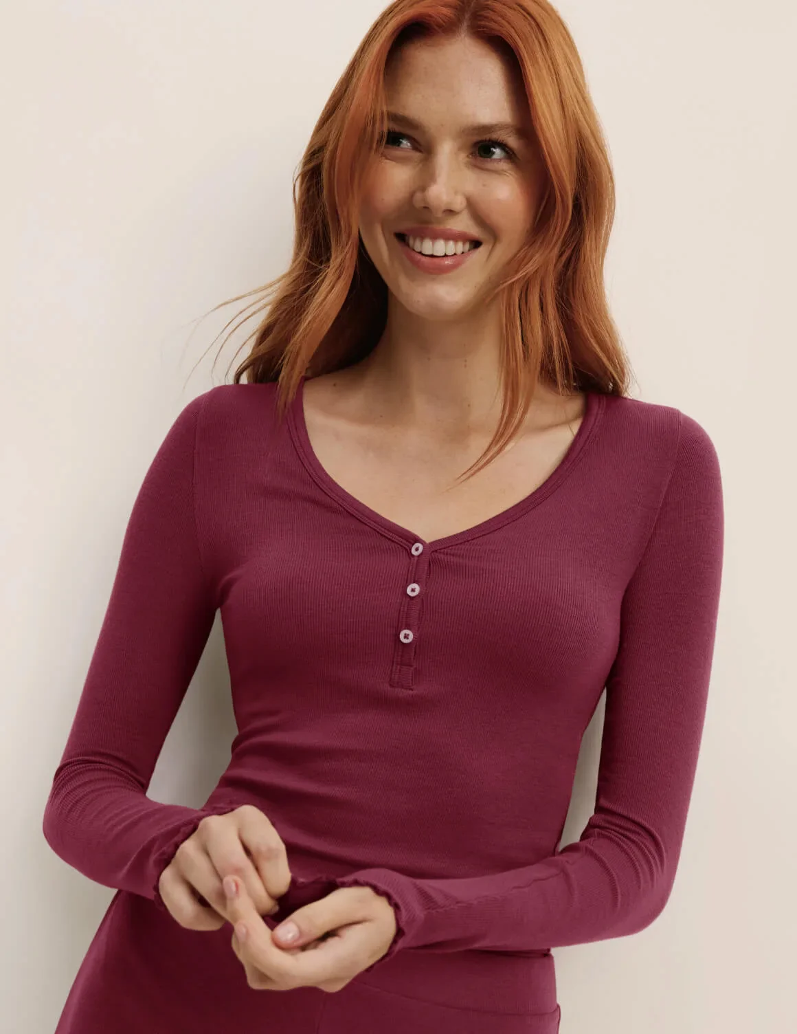 Modal Rib Long Sleeve Henley - Image 7